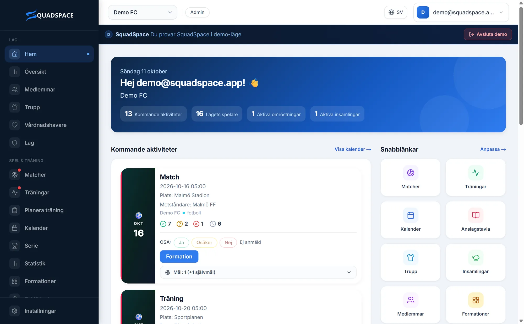 Dashboarden på webben